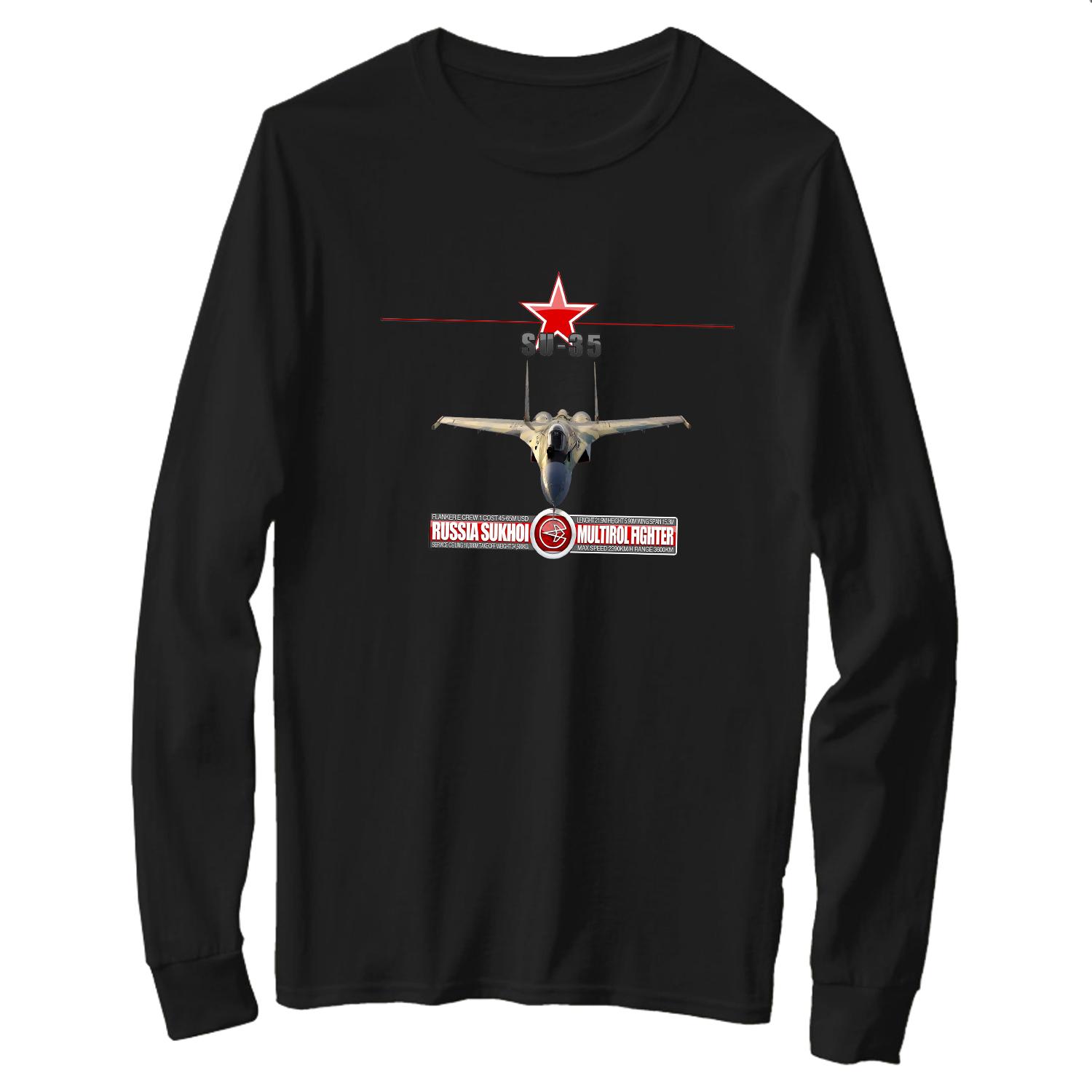 

Russian Sukhoi Su-35 Flanker-E Fighter Aircraft T-Shirt 100% Cotton O-Neck Summer Long Sleeve Casual Mens T-shirt Size S-3XL ... S разноцветный