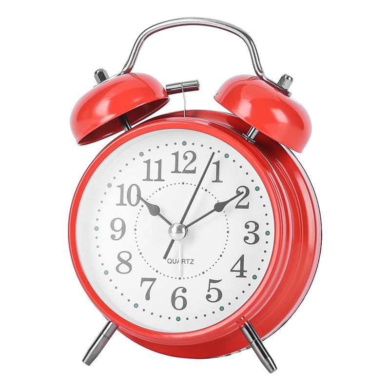 Classic simple and creative alarm clock dormitory bedside metal bell ringing students wake up with luminous alarm clock