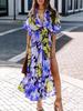 Summer 2025 Women's Fashion: Sexy High-Waisted Print Slit Dress
