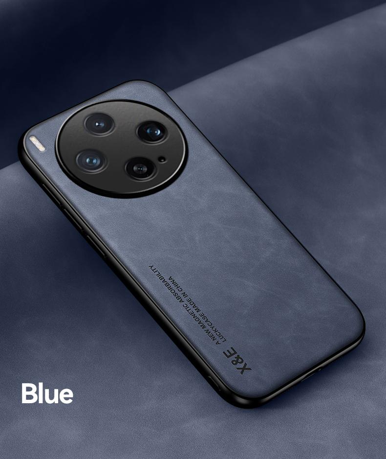 For VIVO X300 Ultra X300S PU Leather Car Magnetic Holder Silicone Back Cover For VIVO X300 S Built-in iron Protection Phone Case