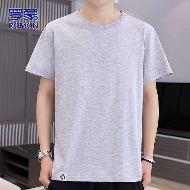 ROMON Men s Pure Cotton Short Sleeve Round Neck T-Shirt 2XL