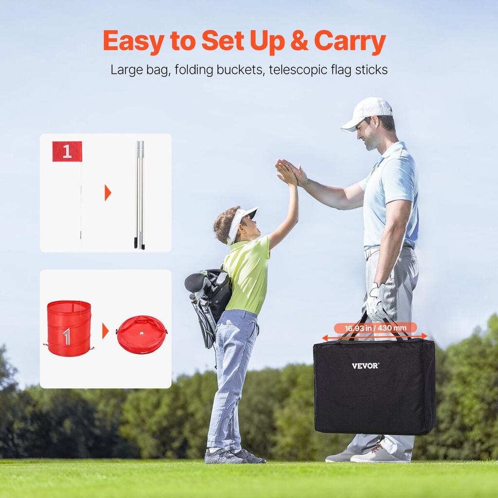 Backyard Golf Game 3 Hole Portable Bucket Golf Game for Kids and Adults