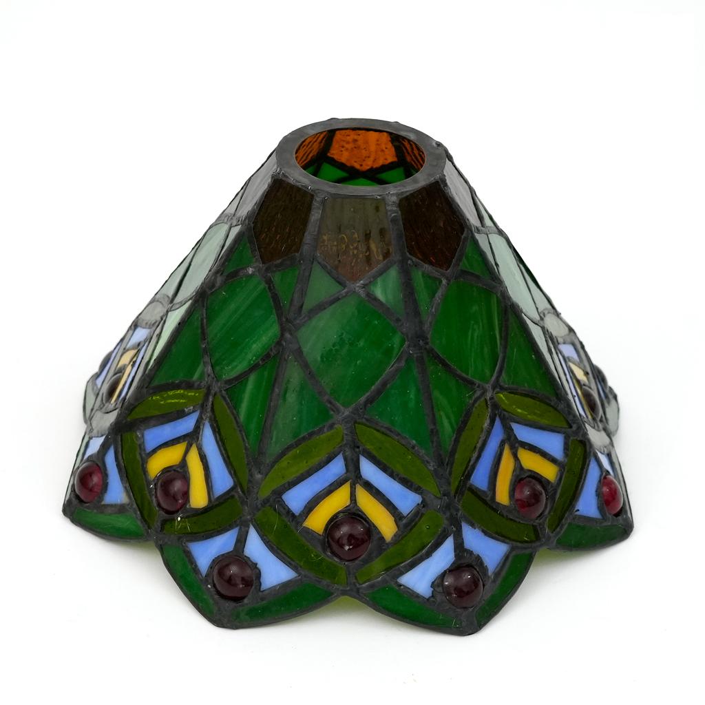 8 Inch Creative Stained Glass Peacock Lampshades Replacement, Only Handmade Phoenix Tail Vintage Lamp Shade, for Pendant Light