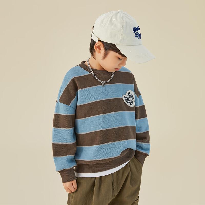 DuoduoJia Boys' Striped Pique Cotton Sweatshirt