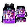 Printed Witch Hunters Student Schoolbag Three-Piece Set, Cartoon K-Pop Backpack Satchel Pencil Case Men And Women
