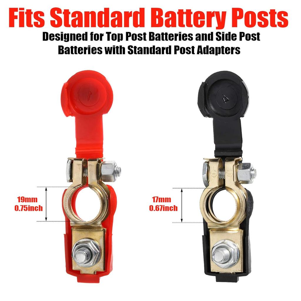 Heavy Duty Universal Car Battery Terminals Cable Clamps Positive Negative Red Black Connectors For Car Truck SUV Anti-Corrosion