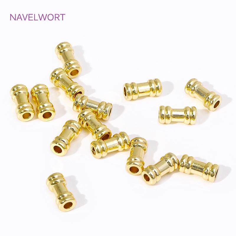 Wholesale 18k Gold Plated Straight Tube Beads Brass Metal Spacer Beads For Beading Jewelry Fittings,DIY Jewelry Making Supplies