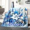 Home Customize Your Name Blue Floral Bouquet Blanket Comfortable Soft Lightweight Allseason Multipurpose Blanket For Picnics Sofas Offices Beds Living