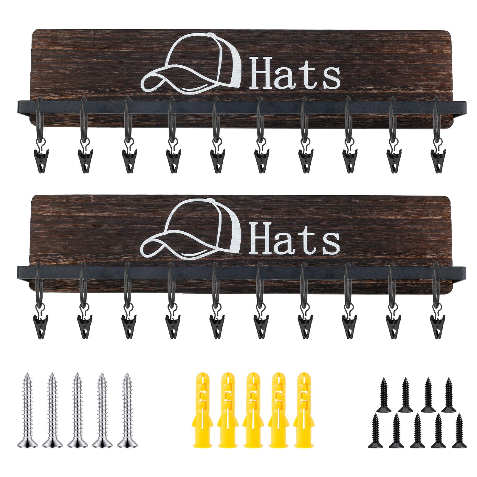 

Wall Mount Cap Holder Wood Hat Hangers Multipurpose Ball Cap Hanger Large Capacity Baseball Storage Cap Organizer for Closet