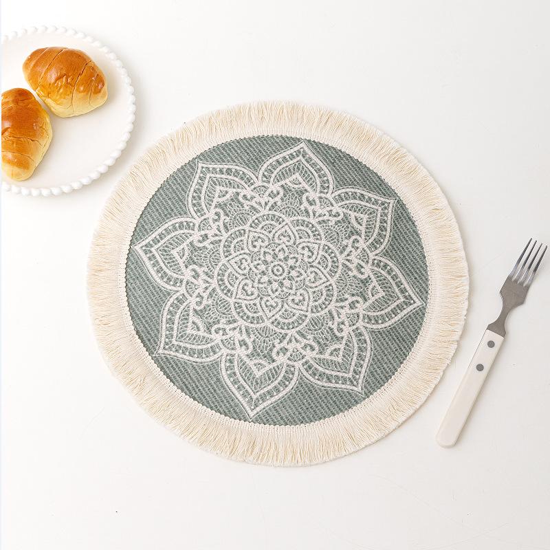 Coaster, Nordic fabric, tassel insulation mat, heat-resistant home pot mat, dining mat, Bohemian decorative mat