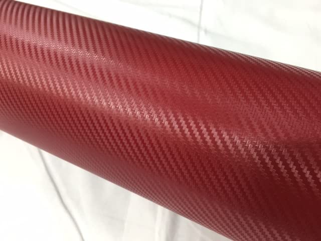 3D Carbon Fiber Wine 152cm X Car Wrapping Sheet Sheet, Red, 30cm,