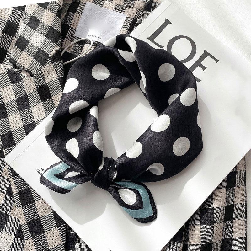 

women scarf summer 100% silk scarves shawls lady wraps dot pashimina female Echarpe bandana Square Kerchief Headband Hijab 53x53cm