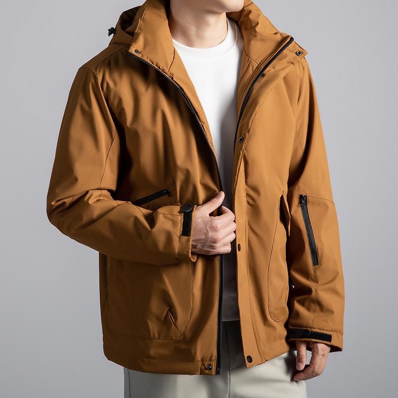

Men s Winter Fleece-Lined Hooded Windbreaker - 2025 Youth Casual Style 3XL жовтий/коричневий