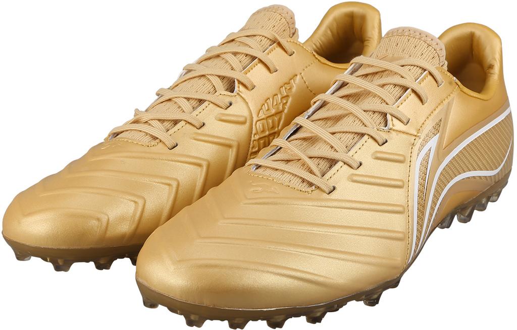 Li Ning Brocade TF Turf Artificial Turf Synthetic Leather Cushioning Slip Resistant Soccer Shoes Men's Traditional Gold YSFT011-4