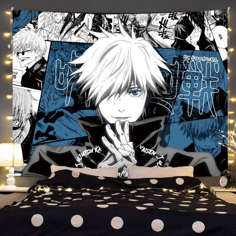 

Gojo Satoru Jujutsu Kaisen Tapestry Anime Wall Hanging Background Cloth For Student Dorm Bedroom Headboard Decor 74x94cm(29x37in)