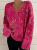2024 Women's 3D Print V-neck Knit Cardigan: Early Spring/Autumn Sweater