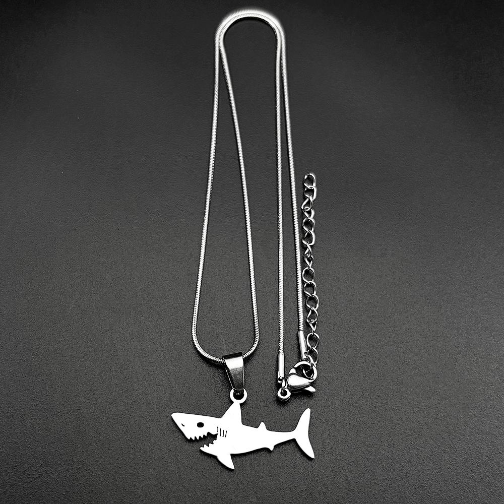 Cute Little Shark Ocean Chain For Women Men Stainless Steel Gold Color Hiphop Fashion Choker Party Necklace Jewelry Accessory