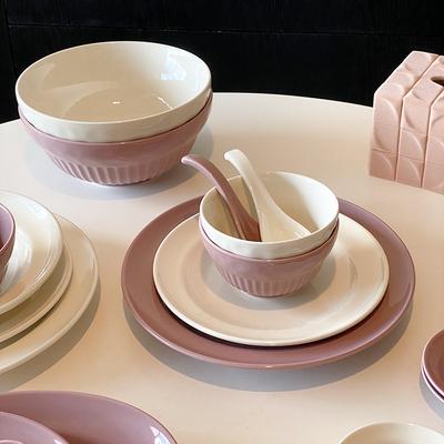 Dishes And Dishes Household Ceramic Tableware Wind Rice Bowl High Temperature Resistant Soup Plate Milk White Fish Plate Spoon Underglaze Colored