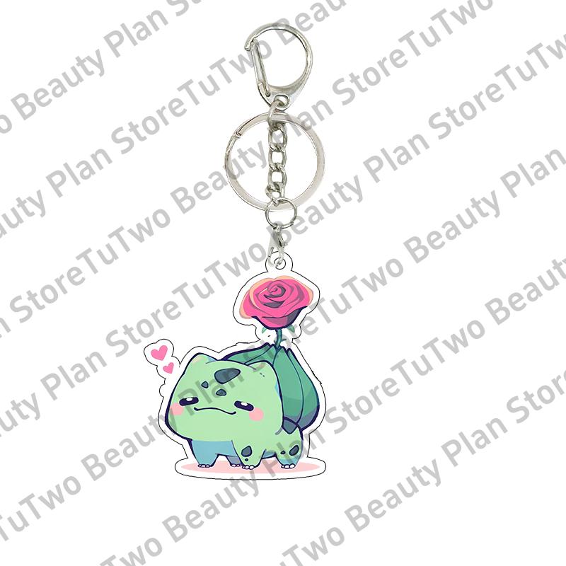 Anime Bulbasaur Squirtle Charmander Cartoon Key Chain Couple Girls Boys Acrylic Backpack Pendant Charm Family Gifts Jewelry Toys