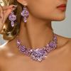 Diamond Inlaid High-end Alloy Multi-color Necklace Earrings Suitable for Women's Vacation Travel Eye-catching Accessories