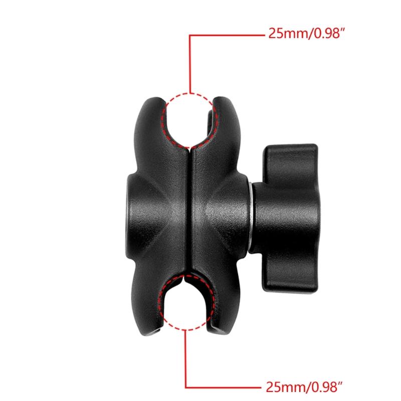 25mm Ballhead Double for Head Clamp Kit Motorcycle Double C for Head Clip Action Camera Bracket