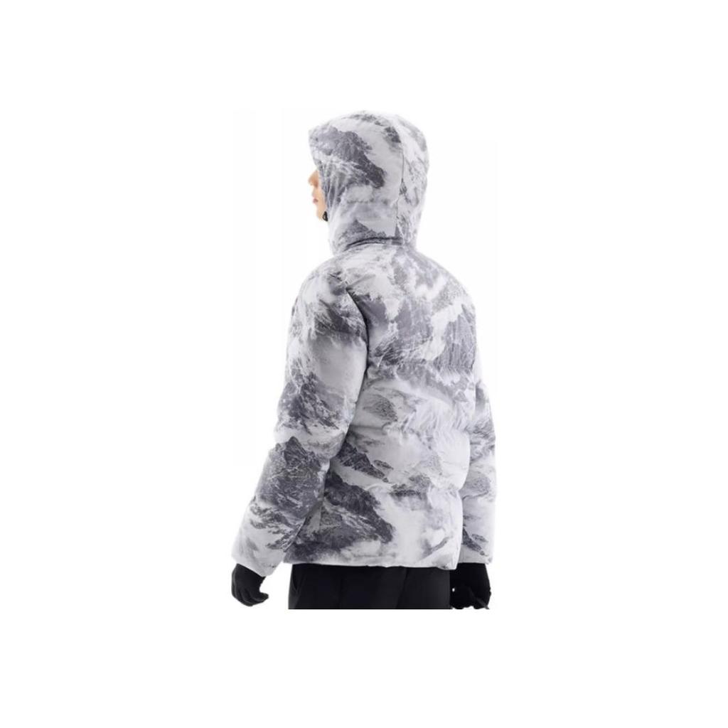 Anta Scenery Full Print Zipper Hooded Long Sleeve Down Jacket Men Outerwear Pure-White 952347902-1