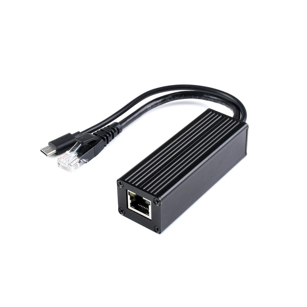 MicroSnow Gigabit PoE Splitter, Industrial Grade, 5V 2.5A, Metal Shell, Type-C Interface.