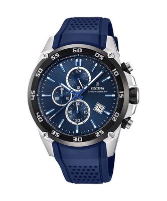 Orologio da uomo The Originals Cronografo cinturino in caucciù quadrante blu al quarzo F20330-2 100M