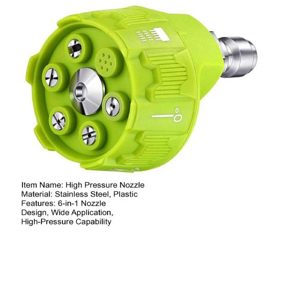 High Pressure Nozzle 6-in-1 Quick Change Adjustable Spray Tip 0-15-25-40 Degree Rinse Soap Settings 4000 PSI Pressure Washer Nozzle