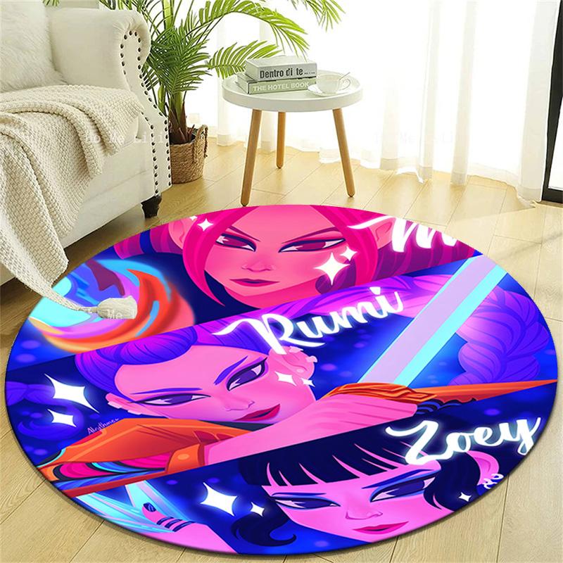 1pc KPop Demon Hunters17 Design Printed Area Round Carpet for Bedroom Living Room Home Decor Rugs Mat Non Slip Mat Rug for Bedside