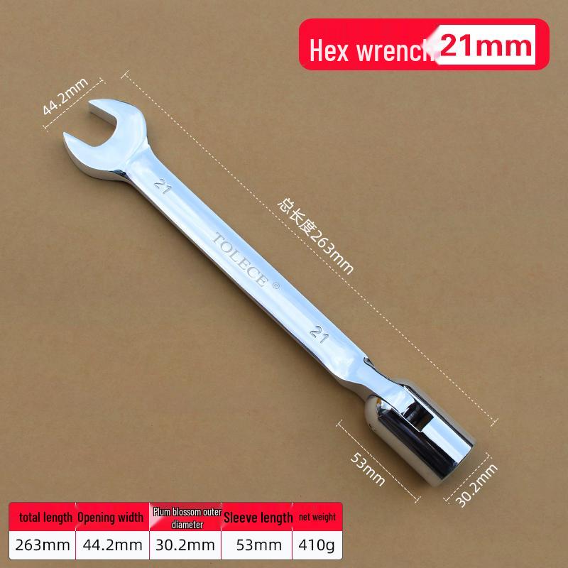 Dual-Use Ratchet Wrench 8-22mm: Double-Ended, Open-End & Socket Auto Repair Tool
