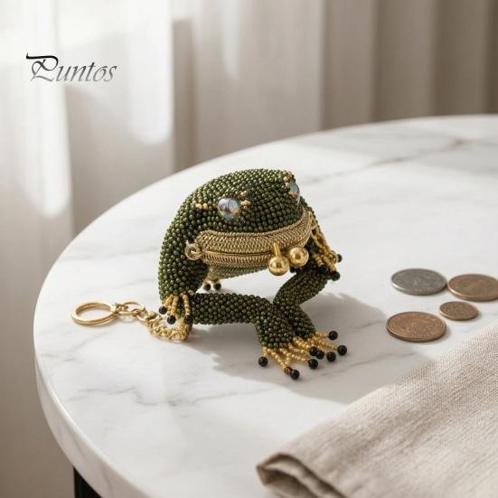 Cute Animal Shape Keychain Frog Coin Purse DIY Kit, Beaded Toad Craft Kiss Lock Mini Wallet Pouch, Handmade for Women Girls Handcrafted Kit