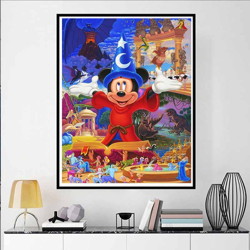 Disney Diamond Painting Disney Fantasia Mickey Mouse Theme Illustration DIY Kit Adult Arts and Crafts Home Decor and Gift