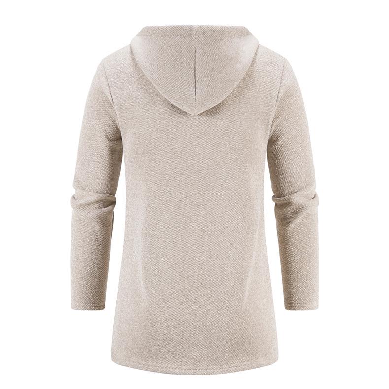 Men's Plus Velvet Hooded Knitwear Cardigan – Thickened, Windproof, Warm Mid-Length Jacket for Autumn/Winter (Middle-Aged & Elderly)