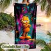 Garfield Beach Towel, Personalized Custom Text, Quick Dry Soft Large Towel For Swimming Pool Travel