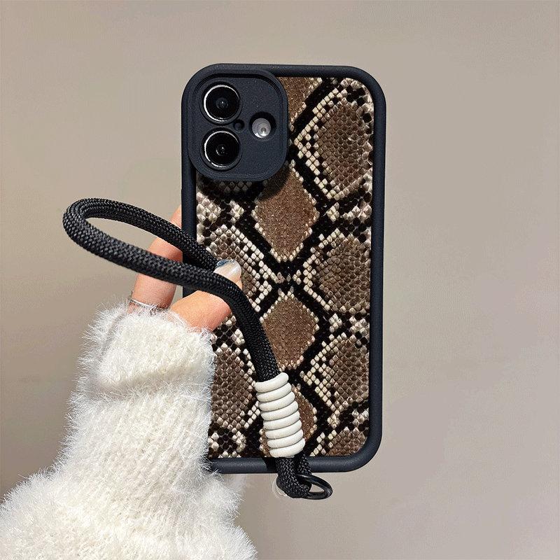 

King Snake Patterned Printed Fashion Case + Black Lanyard Flexible Soft Silicone TPU Shell Full Back Cover for IPhone Samsung Xiaomi Redmi Redmi Note 14 Pro 5G чорний