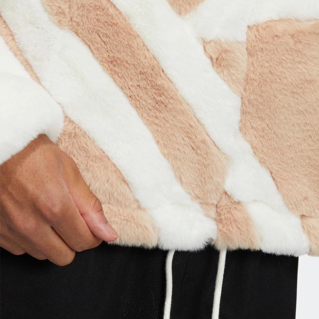 Adidas Originals Fur Track Jacket Unisex Faux Fur Full Zip Stand Collar Long Sleeve Warm Jacket Off White Magic Beige HR3485