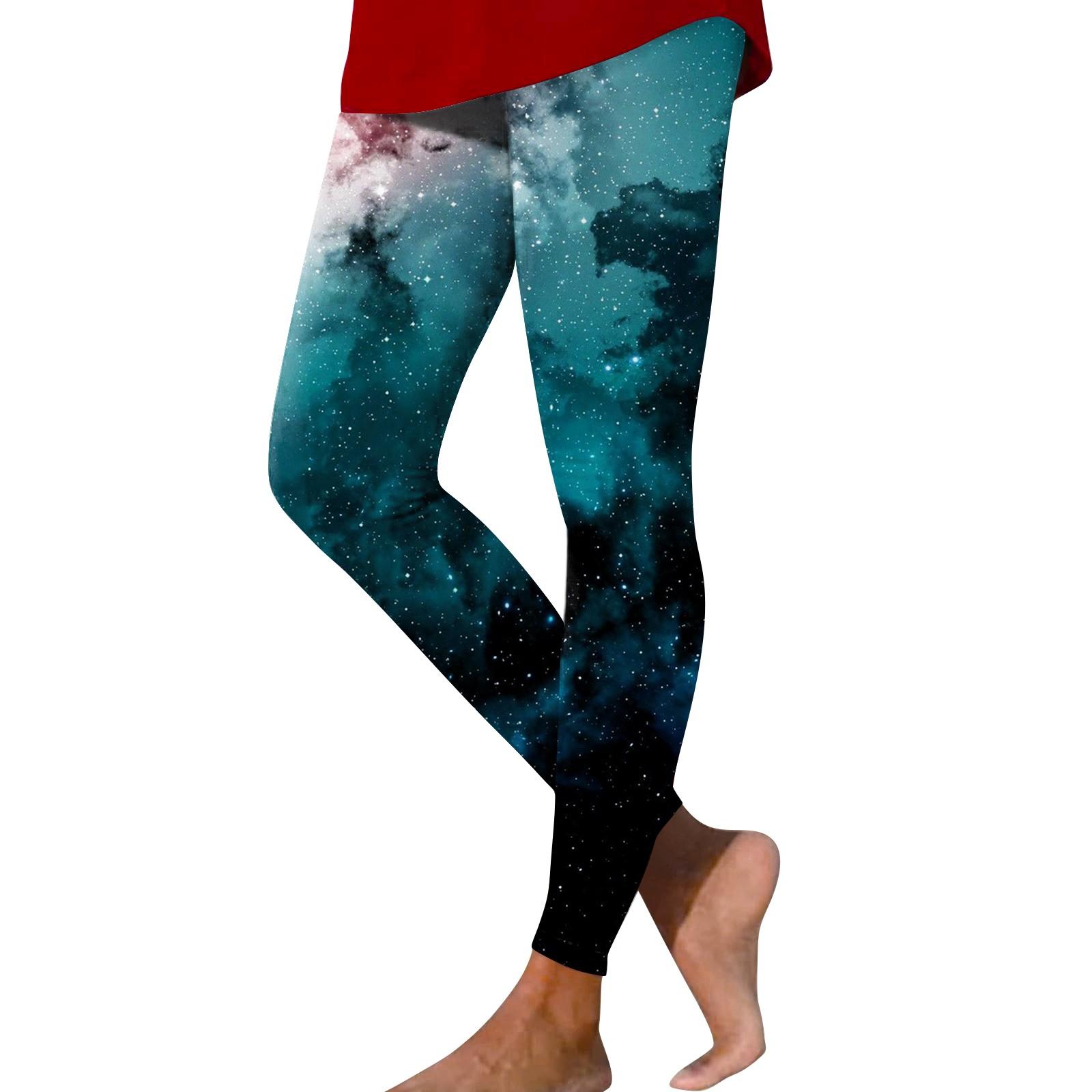 

Женские модные облегающие эластичные повседневные брюки для йоги с принтом и эластичной талией M циан