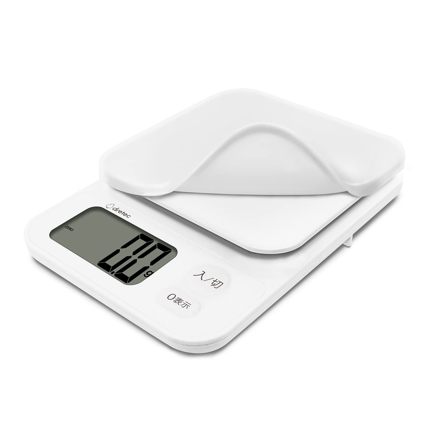 

Dretec Washable Digital Scale with Silicone Made in Flip the Cover Over to Measure Dried and Large Kitchen White Cover, Japan, 3kg/0.1g Increments,