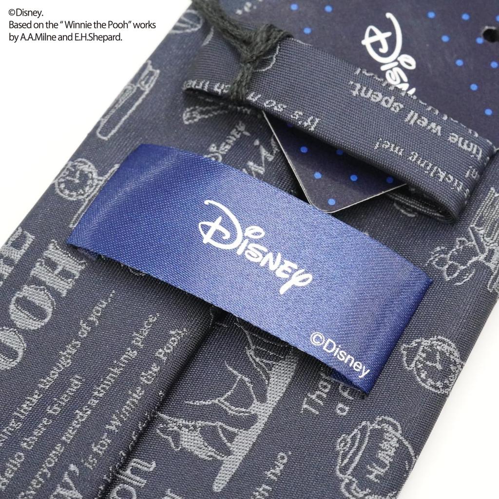 [Disney] Winnie the Pooh Calligraphy Pattern Tie D50026 Navy