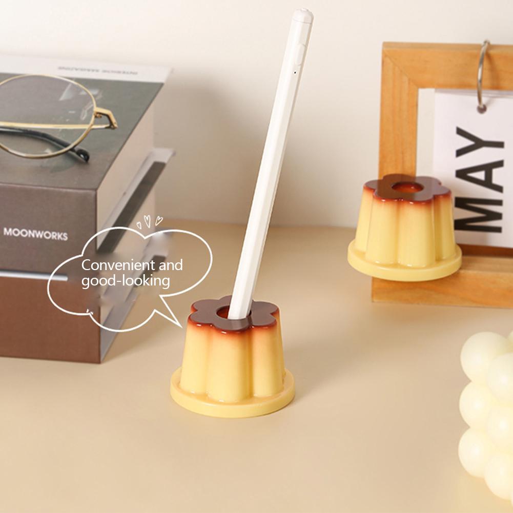 Creative Pudding Pen Holder Cute Desktop for Girls Caramel Pudding Jelly Small Ornament Gift for Student Kids
