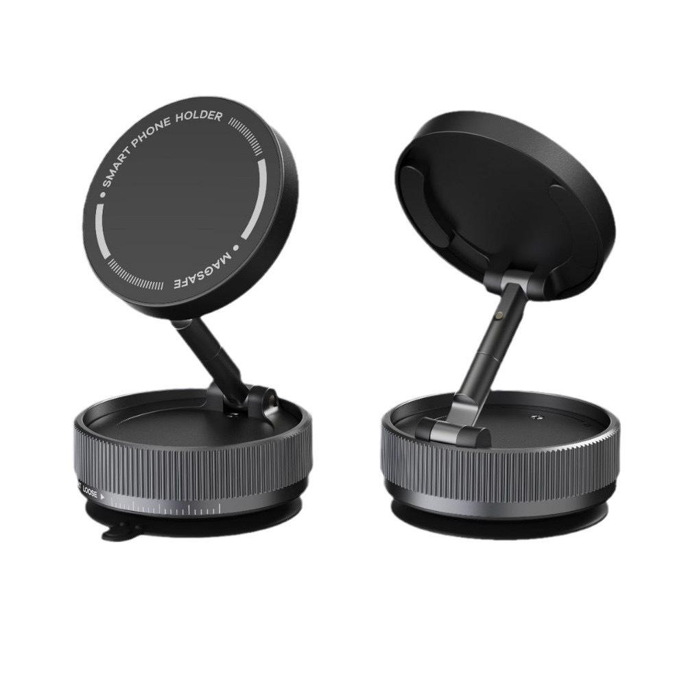 Magnetic Wireless Charger Phone Holder Adjustable Rotating Battery 360 Degree Vacuum Suction Cup Car Phone Holder чёрный