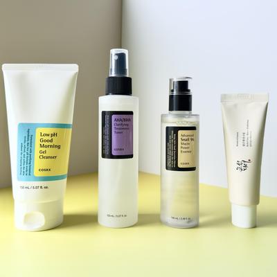 Sada rutin péče o pleť 4 obrázky: Čisticí gel 150ml+Toner 150ml+Essence 100ml+BOJ SPF 50++++