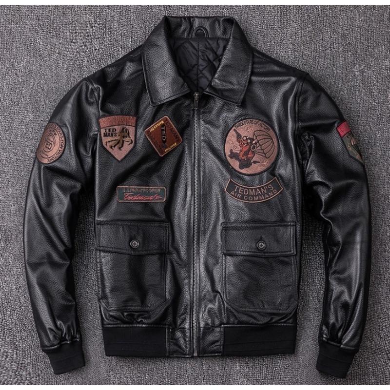 

G1 Пилотская куртка из овчины мужская зимняя теплая куртка-бомбер с хлопковой подкладкой S