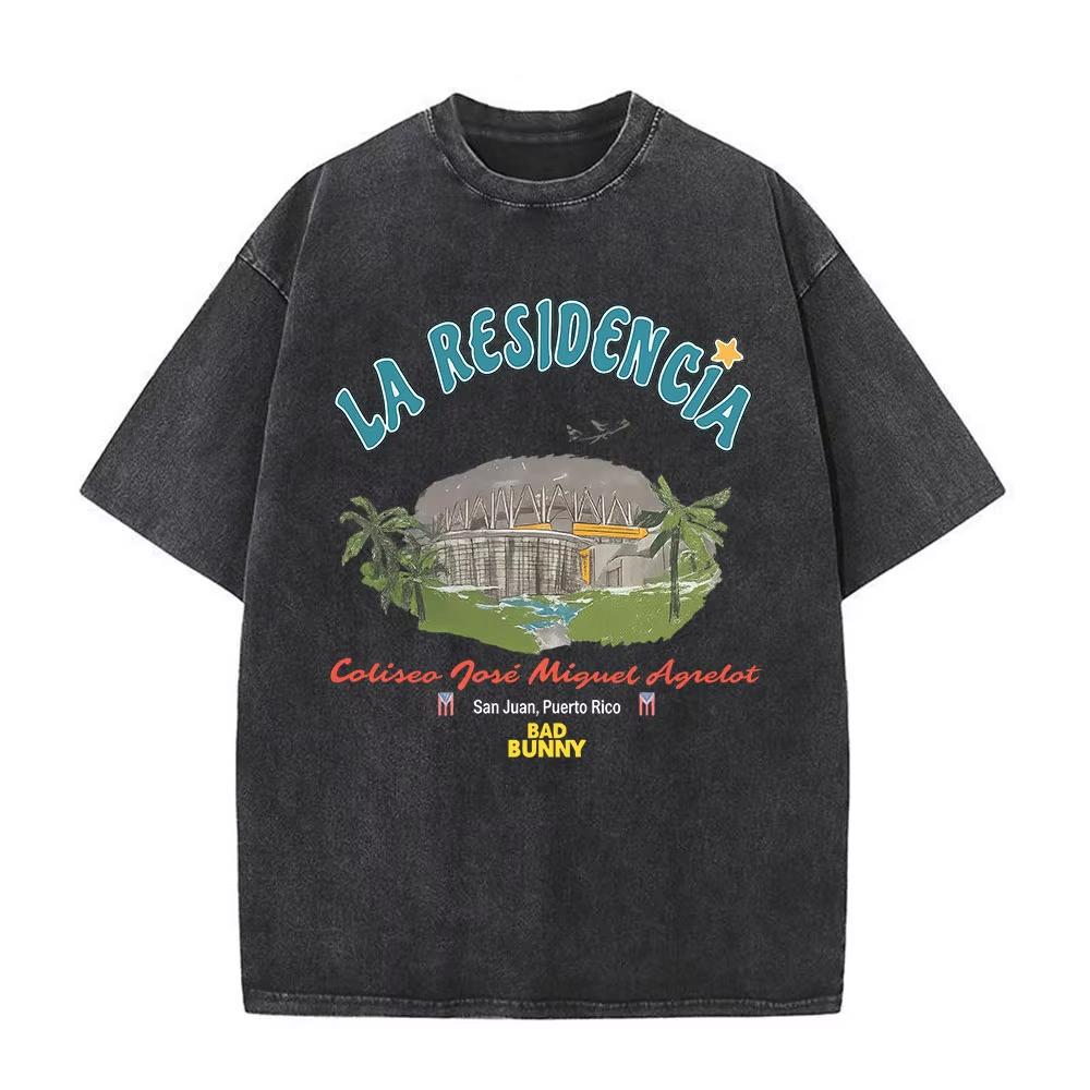 Washed Vintage Bad Bunny DTMF Residencia En El Choli Merch TShirts Debi Tirar Mas Fotos Tshirt Mens Hip Hop Oversized Tshirts
