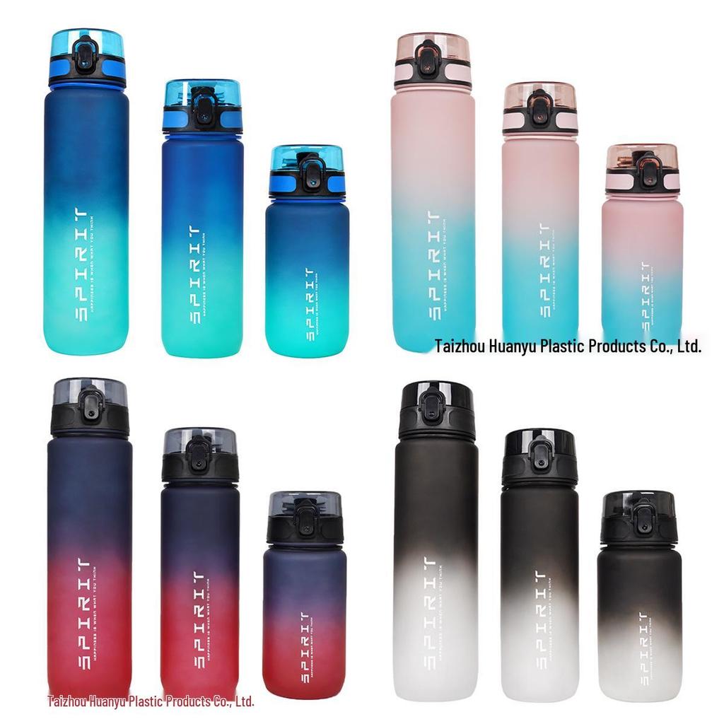 1L Farbverlauf Wasserflasche - Großes Fassungsvermögen, Auslaufsicher, Tragbar, Direktes Trinken, mit Skala für Fitness und Sport