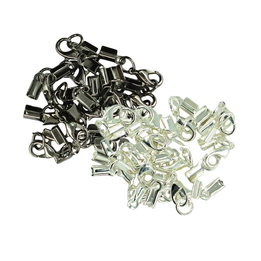 24 Pieces Multicolor Lobster Claw Clasp Leather Crimp Cord Clip Ends Crafts