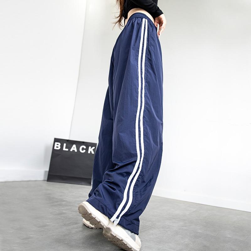 Retro Quick-drying Overalls Women's Summer Thin New High-waisted Candy-colored Casual Sports Wide-leg Pants