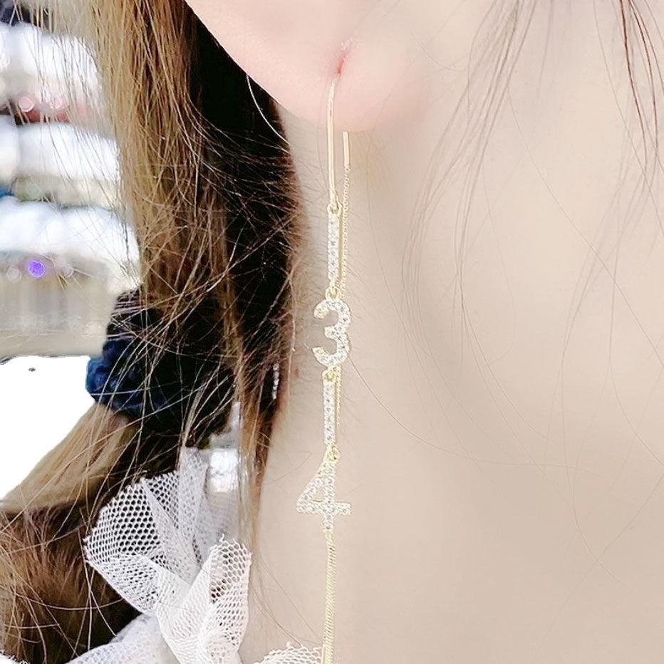 S911 Silver Needle Earrings New Fashion 1111 Fringed Long Earrings Internet Celebrity 110 Anti-lost Earrings