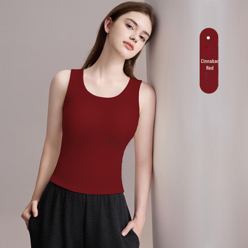 

Теплый жилет Meiyabi Ladies Tencel Wool с накладкой на грудь - облегающий бюстгальтер-камисоль L киноварь/красный